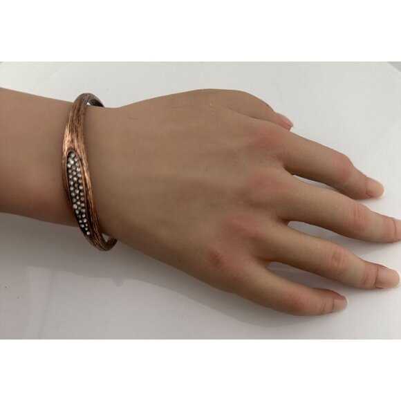 Women's Rhinestone Copper Bangle Bracelet - Picture 15 of 16